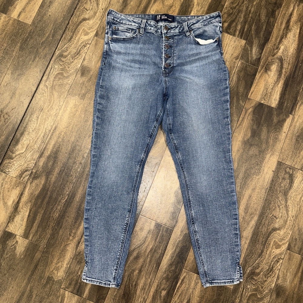 Gap Denim High Rise Universal Legging Medium Wash Jean Button-Fly Women's 16/33R